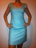 Vestido azul turquesa em tecido diferenciado P, M e G